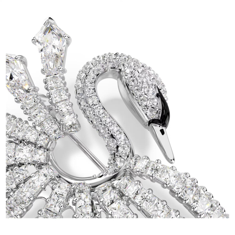 Vienna brooch Mixed cuts, Swan, White, Rhodium plated